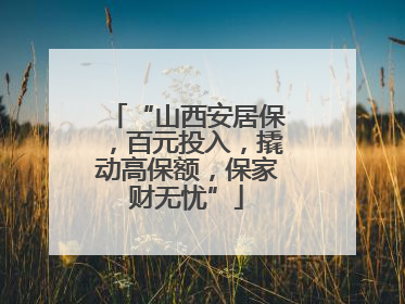 “山西安居保，百元投入，撬动高保额，保家财无忧”