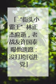 “街头小霸王”林正杰癌逝，老战友许国泰曝他遗愿：没打垮民进党