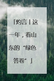 灼言丨这一年，看山东的“绿色答卷”