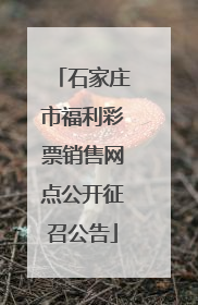 石家庄市福利彩票销售网点公开征召公告