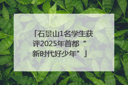 石景山1名学生获评2025年首都“新时代好少年”