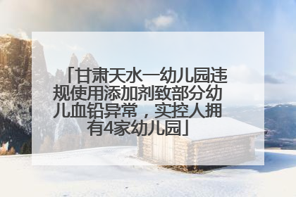 甘肃天水一幼儿园违规使用添加剂致部分幼儿血铅异常，实控人拥有4家幼儿园