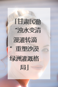 甘肃民勤“浊水变清 漫灌转滴”重塑沙漠绿洲灌溉格局