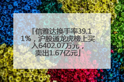 信雅达换手率39.11%，沪股通龙虎榜上买入6402.07万元，卖出1.67亿元