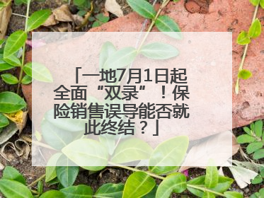 一地7月1日起全面“双录”！保险销售误导能否就此终结？