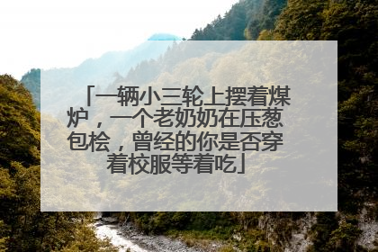 一辆小三轮上摆着煤炉，一个老奶奶在压葱包桧，曾经的你是否穿着校服等着吃