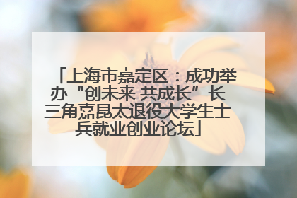 上海市嘉定区：成功举办“创未来 共成长”长三角嘉昆太退役大学生士兵就业创业论坛