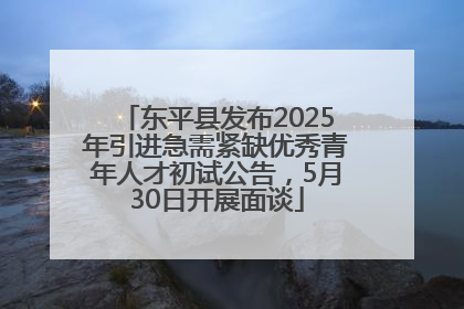 东平县发布2025年引进急需紧缺优秀青年人才初试公告，5月30日开展面谈