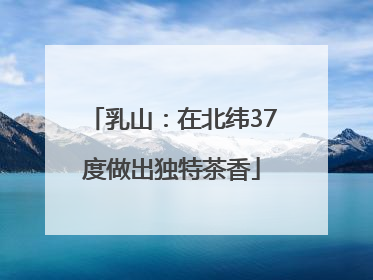 乳山：在北纬37度做出独特茶香