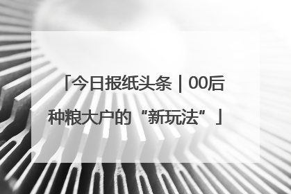今日报纸头条｜00后种粮大户的“新玩法”