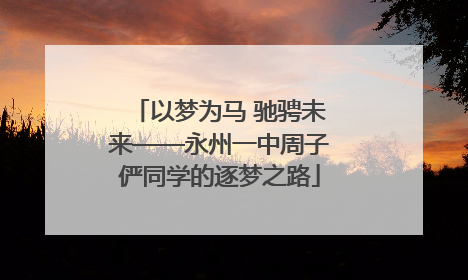 以梦为马 驰骋未来——永州一中周子俨同学的逐梦之路