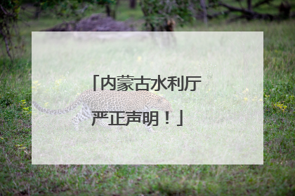 内蒙古水利厅严正声明！