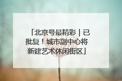 北京号最精彩｜已批复！城市副中心将新建艺术休闲街区