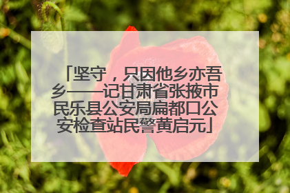 坚守，只因他乡亦吾乡——记甘肃省张掖市民乐县公安局扁都口公安检查站民警黄启元