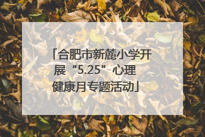 合肥市新麓小学开展“5.25”心理健康月专题活动