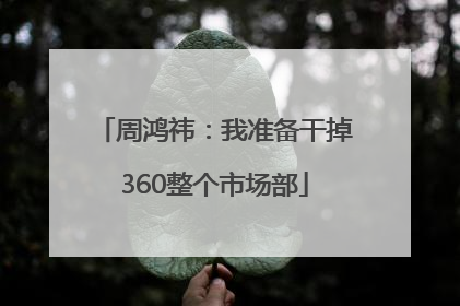周鸿祎：我准备干掉360整个市场部