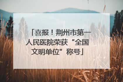 喜报！荆州市第一人民医院荣获“全国文明单位”称号