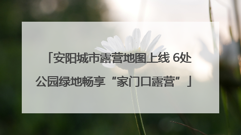 安阳城市露营地图上线 6处公园绿地畅享“家门口露营”