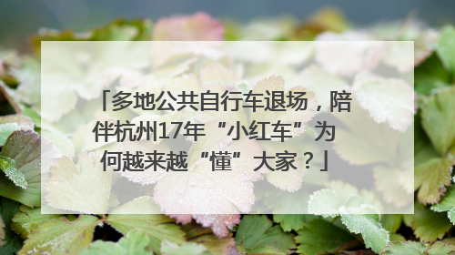 多地公共自行车退场，陪伴杭州17年“小红车”为何越来越“懂”大家？