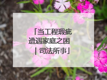 当工程瑕疵遭遇家庭之困｜司法所事