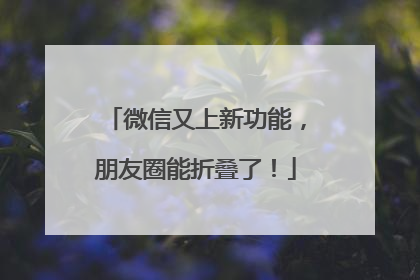 微信又上新功能，朋友圈能折叠了！