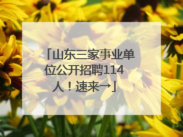山东三家事业单位公开招聘114人！速来→