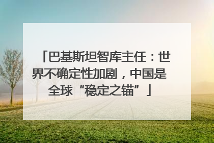 巴基斯坦智库主任：世界不确定性加剧，中国是全球“稳定之锚”