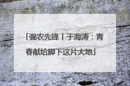 强农先锋丨于海涛：青春献给脚下这片大地