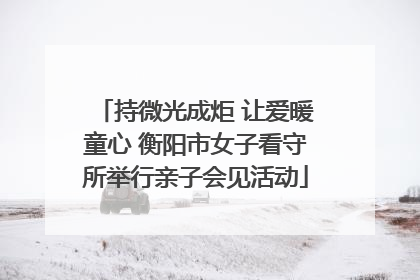持微光成炬 让爱暖童心 衡阳市女子看守所举行亲子会见活动