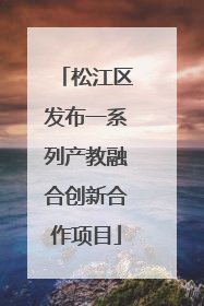 松江区发布一系列产教融合创新合作项目
