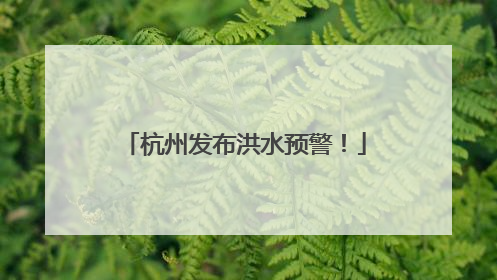 杭州发布洪水预警！