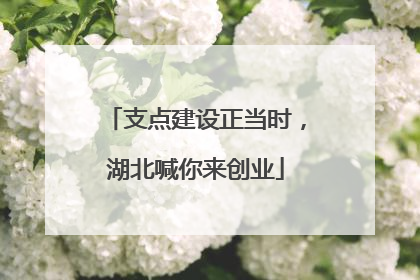 支点建设正当时，湖北喊你来创业