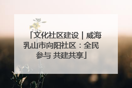 文化社区建设｜威海乳山市向阳社区：全民参与 共建共享