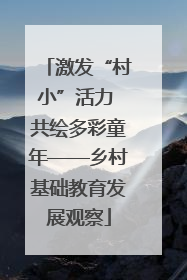 激发“村小”活力 共绘多彩童年——乡村基础教育发展观察