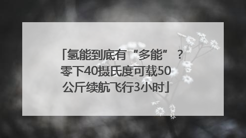 氢能到底有“多能”？零下40摄氏度可载50公斤续航飞行3小时