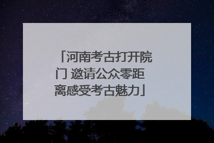 河南考古打开院门 邀请公众零距离感受考古魅力