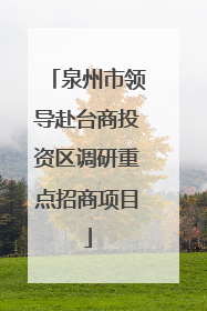 泉州市领导赴台商投资区调研重点招商项目