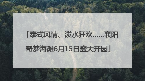 泰式风情、泼水狂欢……襄阳奇梦海滩6月15日盛大开园