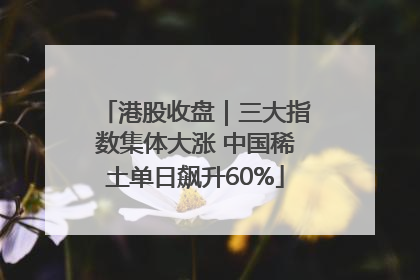 港股收盘｜三大指数集体大涨 中国稀土单日飙升60%
