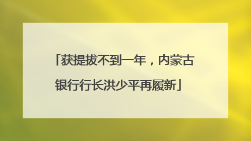 获提拔不到一年，内蒙古银行行长洪少平再履新