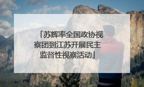 苏辉率全国政协视察团到江苏开展民主监督性视察活动