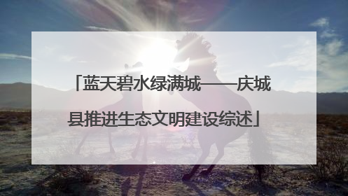 蓝天碧水绿满城——庆城县推进生态文明建设综述
