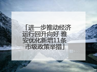 进一步推动经济运行回升向好 雅安优化新增11条市级政策举措