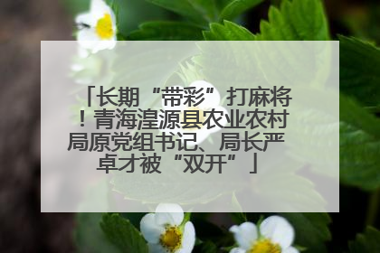 长期“带彩”打麻将！青海湟源县农业农村局原党组书记、局长严卓才被“双开”
