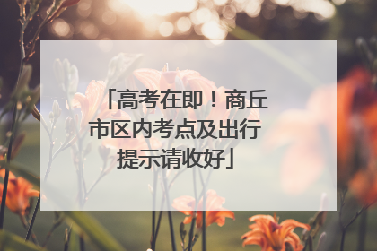 高考在即！商丘市区内考点及出行提示请收好