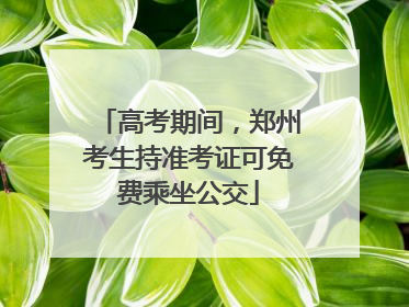 高考期间，郑州考生持准考证可免费乘坐公交